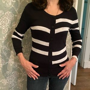 Black and white lightweight nautical cardigan